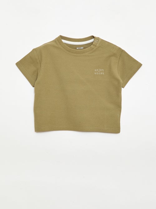 T-shirt a tinta unita a maniche corte in cotone - Kiabi