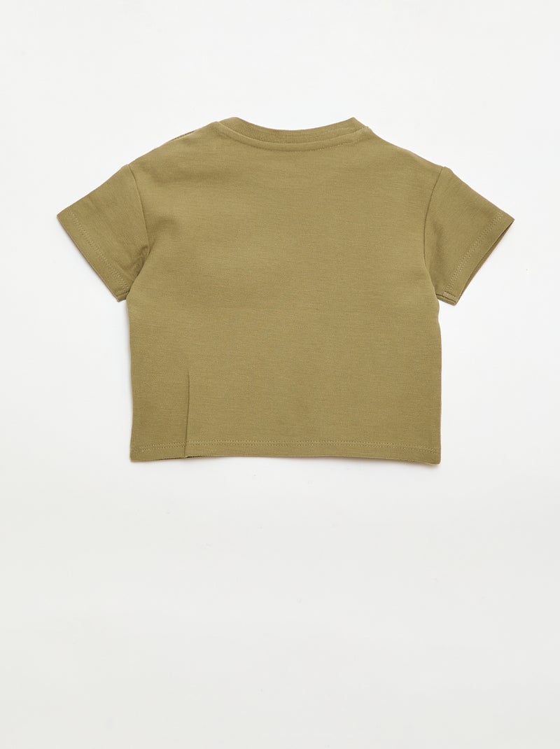 T-shirt a tinta unita a maniche corte in cotone Verde - Kiabi