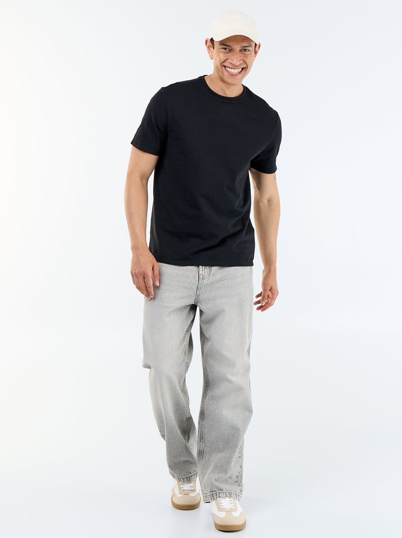 T-shirt a tinta unita a maniche corte Nero - Kiabi