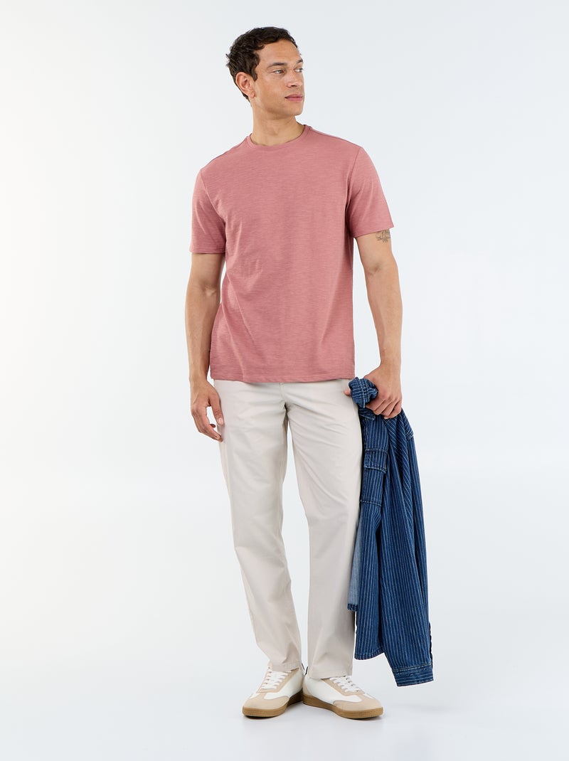 T-shirt a tinta unita a maniche corte Rosa - Kiabi