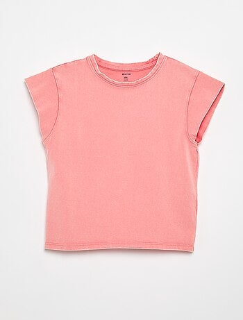 T-shirt a tinta unita a maniche extra-corte