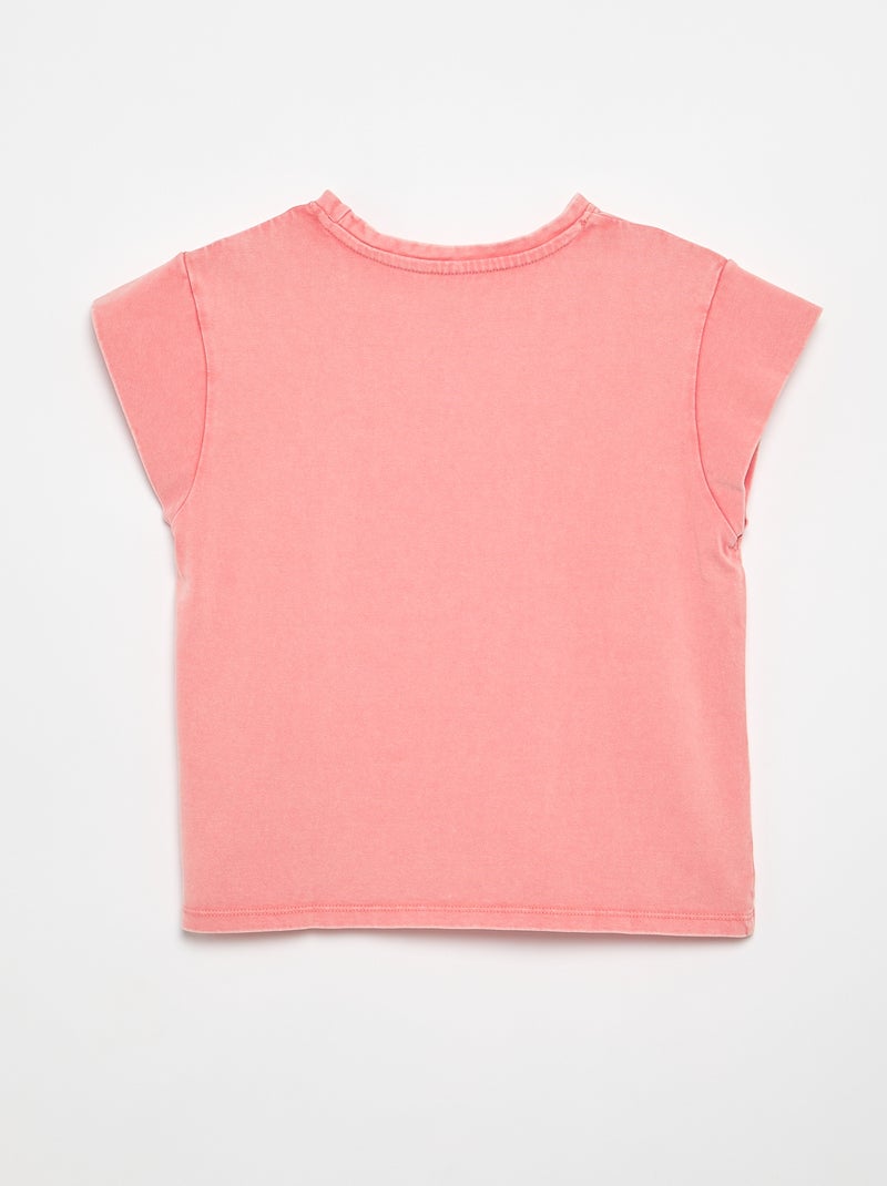 T-shirt a tinta unita a maniche extra-corte Rosa - Kiabi