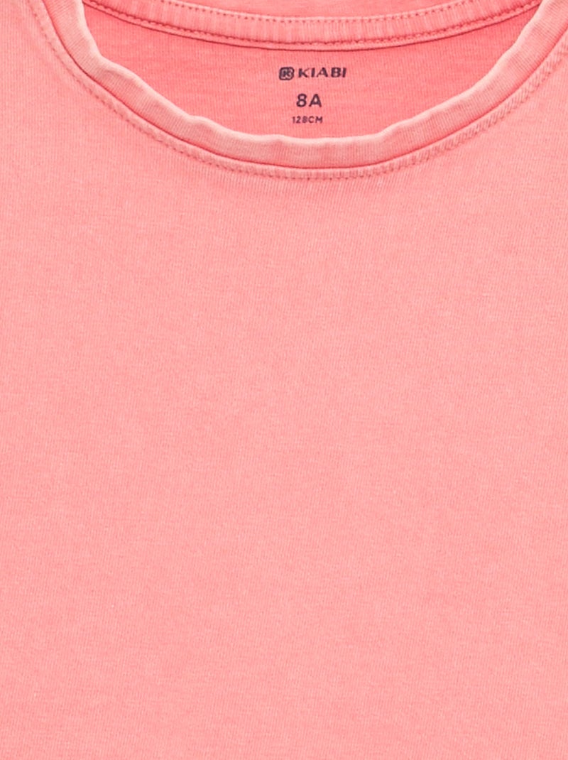 T-shirt a tinta unita a maniche extra-corte Rosa - Kiabi