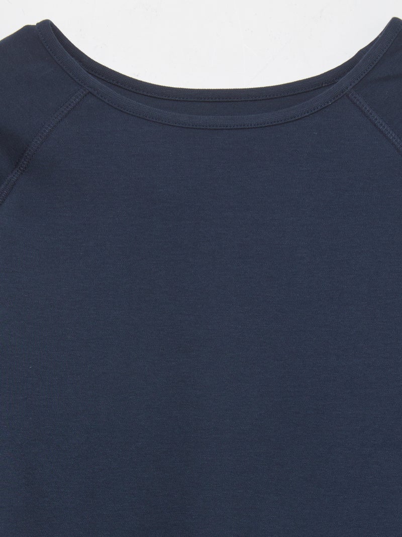 T-shirt a tinta unita a maniche lunghe - collezione facile da indossare blu - Kiabi