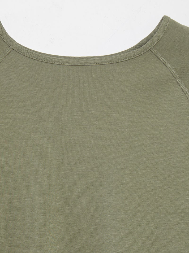 T-shirt a tinta unita a maniche lunghe - collezione facile da indossare VERDE - Kiabi