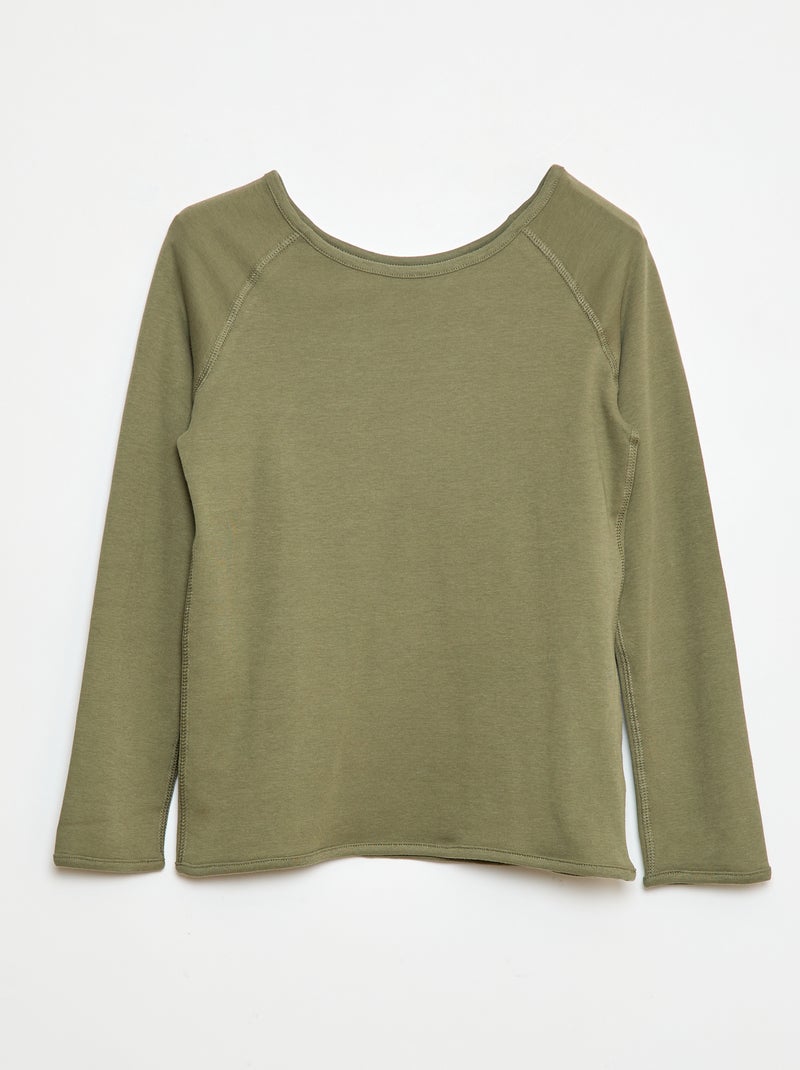 T-shirt a tinta unita a maniche lunghe - collezione facile da indossare VERDE - Kiabi