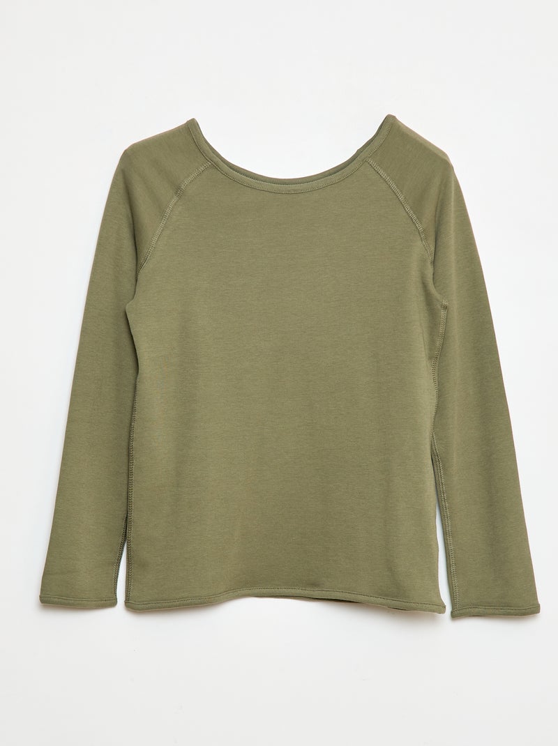 T-shirt a tinta unita a maniche lunghe - collezione facile da indossare VERDE - Kiabi