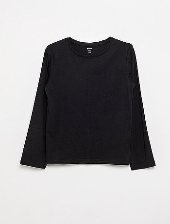 T-shirt a tinta unita a maniche lunghe