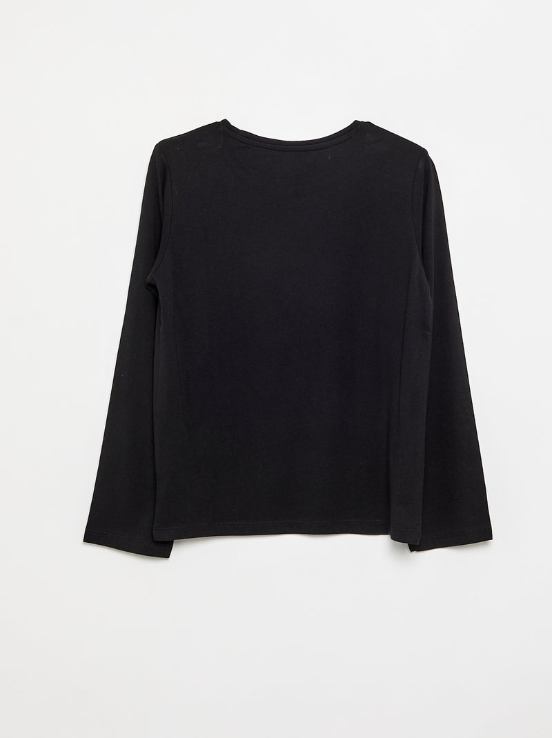 T-shirt a tinta unita a maniche lunghe Nero - Kiabi