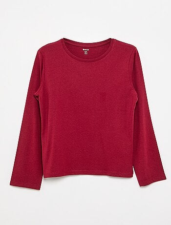 T-shirt a tinta unita a maniche lunghe