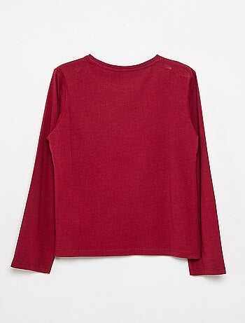 T-shirt a tinta unita a maniche lunghe