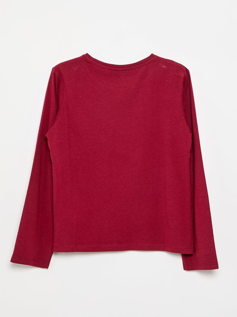 T-shirt a tinta unita a maniche lunghe Rosso - Kiabi