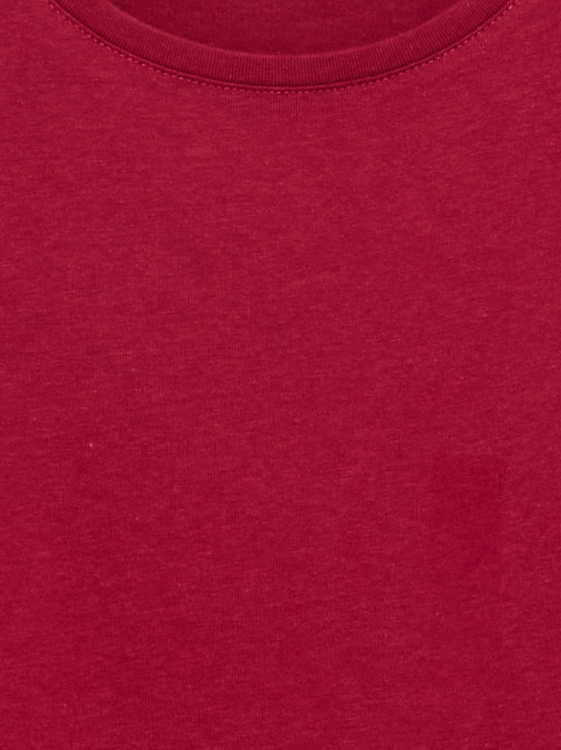 T-shirt a tinta unita a maniche lunghe Rosso - Kiabi