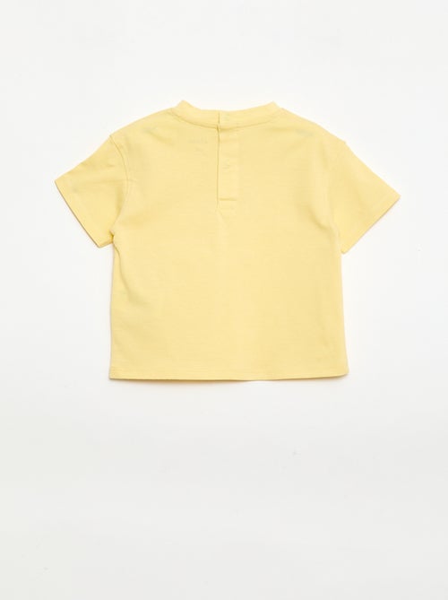 T-shirt a tinta unita con fiori fantasia sul colletto - Kiabi