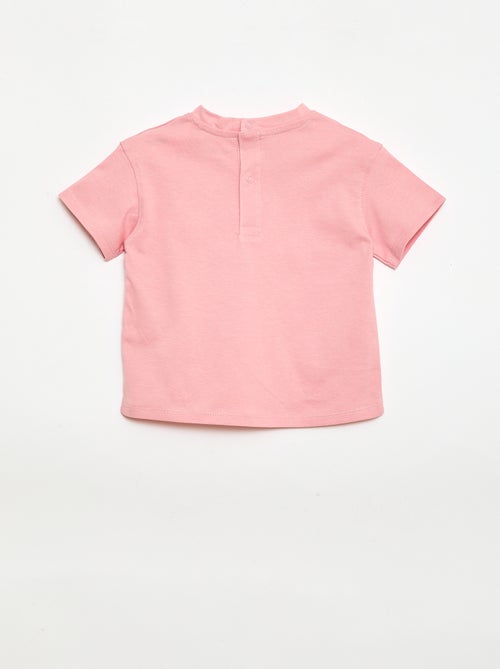 T-shirt a tinta unita con fiori fantasia sul colletto - Kiabi