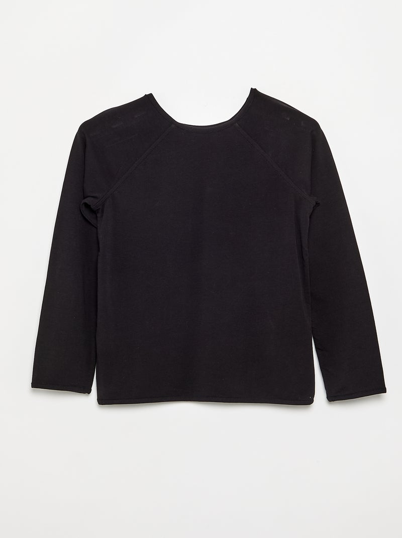 T-shirt a tinta unita con maniche raglan Nero - Kiabi