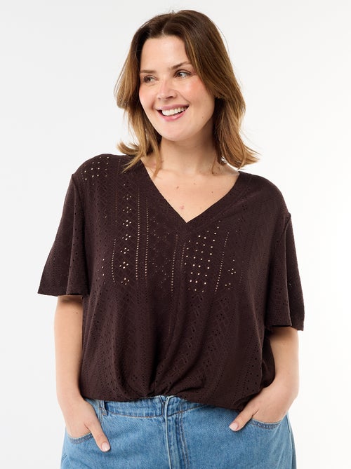 T-shirt a tinta unita in maglia traforata - Kiabi T-shirt a tinta unita in maglia traforata - Kiabi