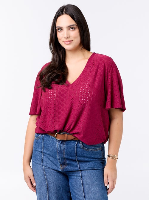 T-shirt a tinta unita in maglia traforata - Kiabi T-shirt a tinta unita in maglia traforata - Kiabi