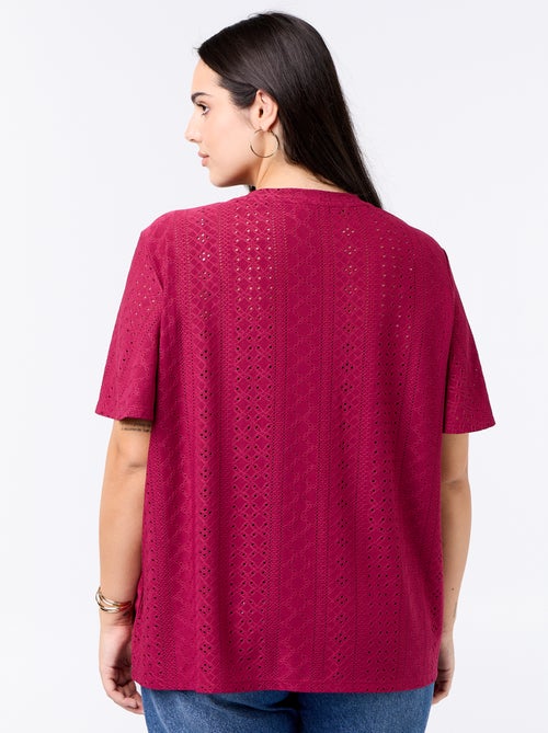 T-shirt a tinta unita in maglia traforata - Kiabi T-shirt a tinta unita in maglia traforata - Kiabi