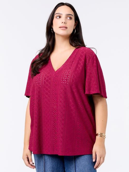 T-shirt a tinta unita in maglia traforata - Kiabi T-shirt a tinta unita in maglia traforata - Kiabi