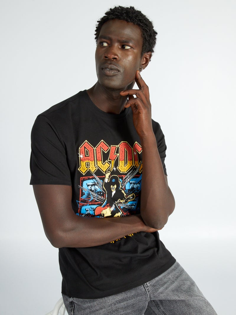 T-shirt 'AC/DC' in jersey Nero - Kiabi