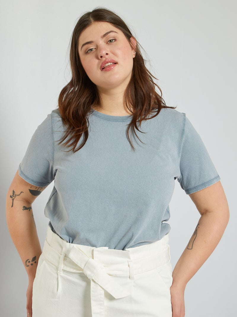 T-shirt acid wash BLU - Kiabi