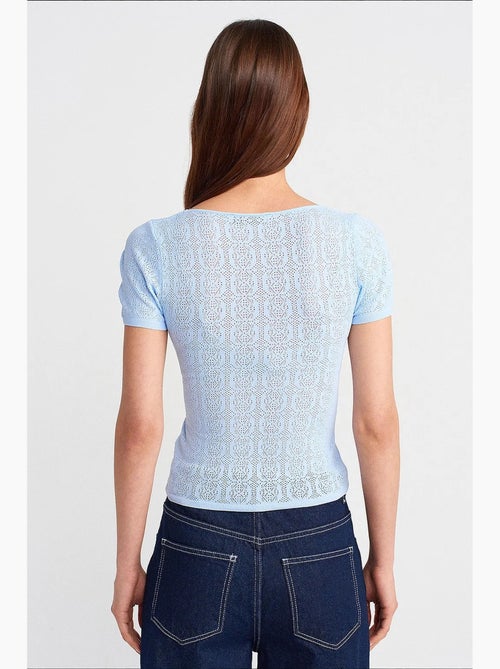 T-shirt aderente a costine testurizzata manica corta dilvin - Kiabi