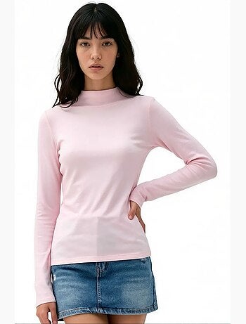T-shirt aderente collo alto manica lunga busem