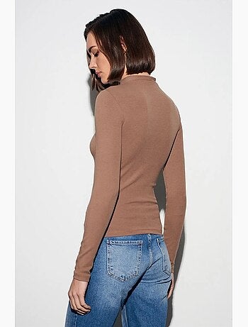 Top slim fit a maniche lunghe con mezzo collo alto dilvin
