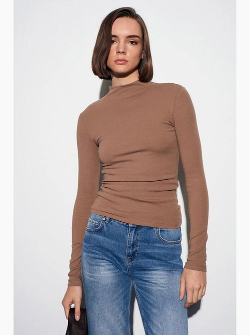 T-shirt aderente collo alto manica lunga dilvin - Kiabi T-shirt aderente collo alto manica lunga dilvin - Kiabi
