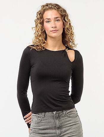 T-shirt aderente con dettaglio dorato