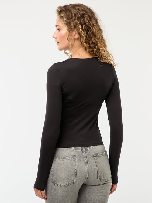 T-shirt aderente con dettaglio dorato - Kiabi