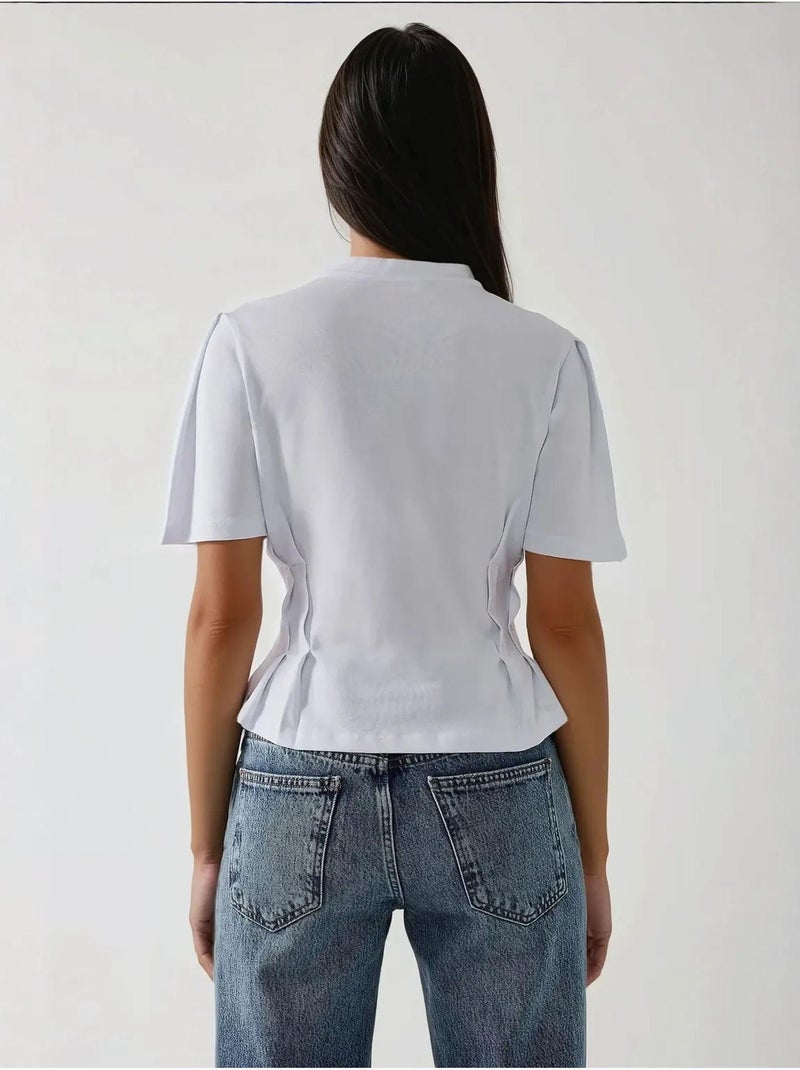 T-shirt aderente con girocollo hiccup Bianco - Kiabi