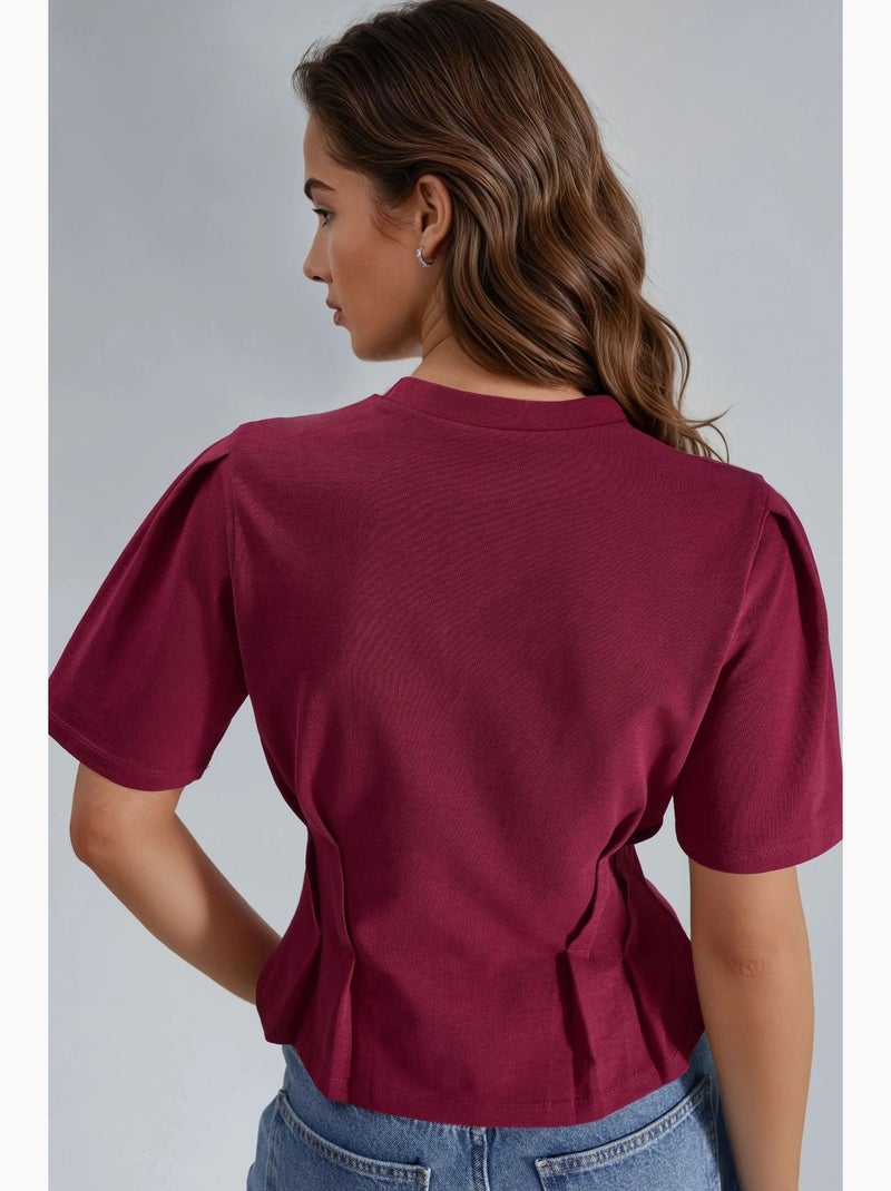 T-shirt aderente con girocollo hiccup Rosso cashmere - Kiabi