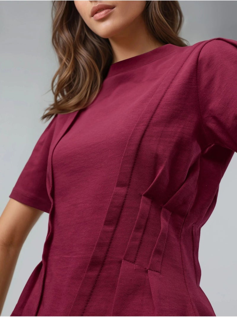 T-shirt aderente con girocollo hiccup Rosso cashmere - Kiabi