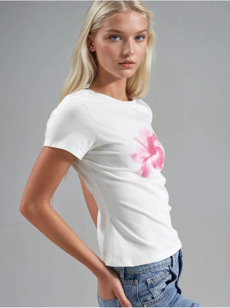 T-shirt aderente con motivo hiccup Bianco - Kiabi