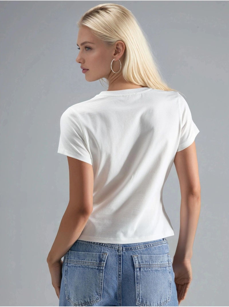T-shirt aderente con motivo hiccup Bianco - Kiabi