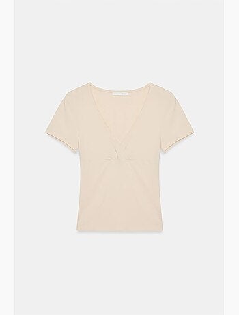 T-shirt aderente con scollo a v e maniche corte dilvin