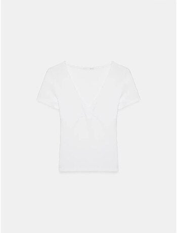 T-shirt aderente con scollo a v e maniche corte dilvin