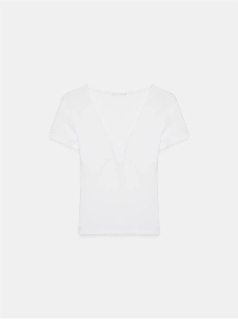T-shirt aderente con scollo a v e maniche corte dilvin Bianco - Kiabi