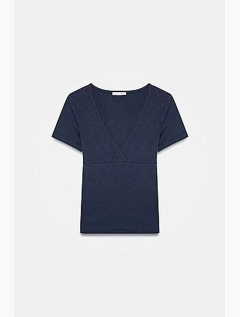 T-shirt aderente con scollo a v e maniche corte dilvin