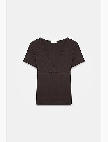 T-shirt aderente con scollo a v e maniche corte dilvin
