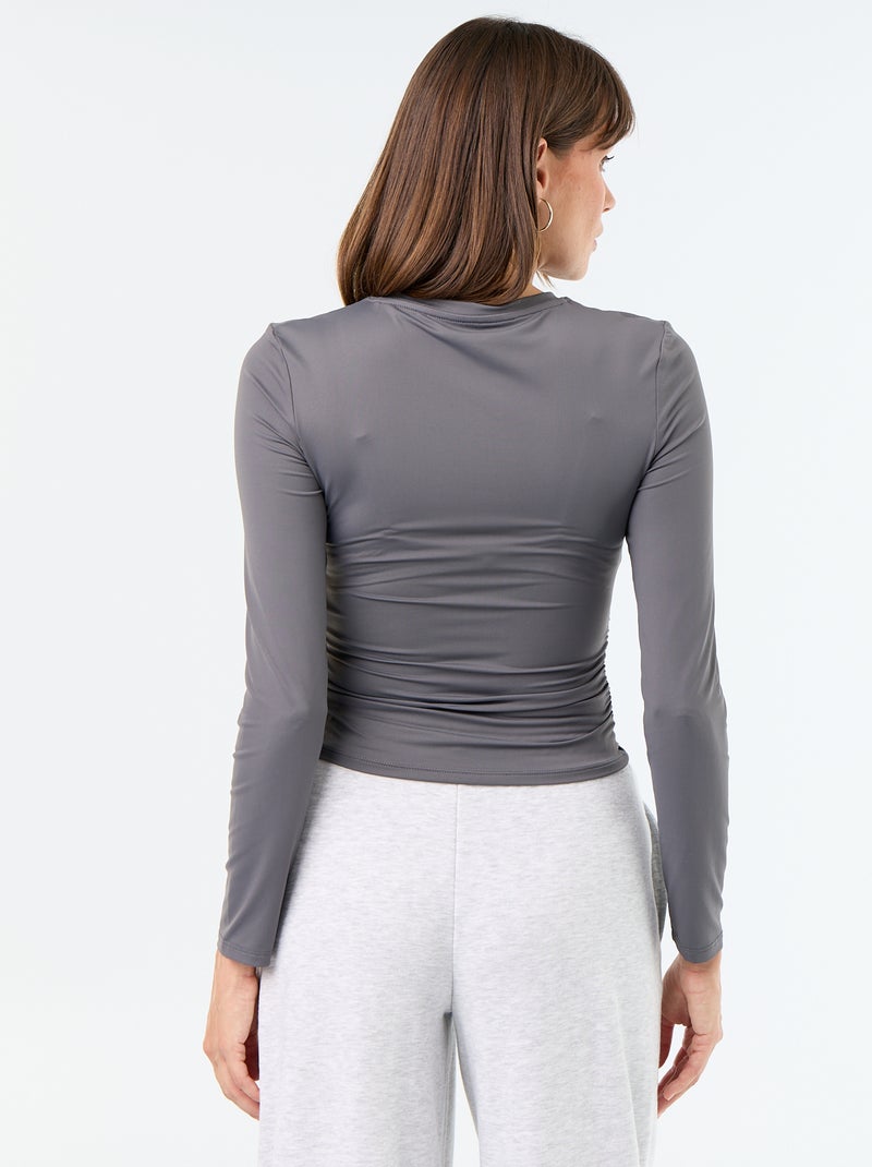 T-shirt aderente e plissettata Grigio - Kiabi