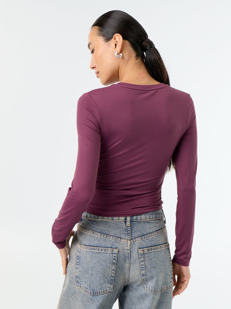 T-shirt aderente e plissettata Viola - Kiabi