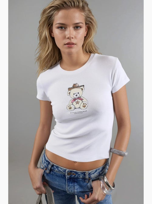 T-shirt aderente girocollo cotone misto manica corta busem - Kiabi T-shirt aderente girocollo cotone misto manica corta busem - Kiabi