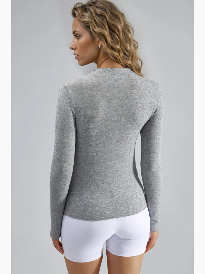 T-shirt aderente manica lunga busem Grigio chiaro - Kiabi