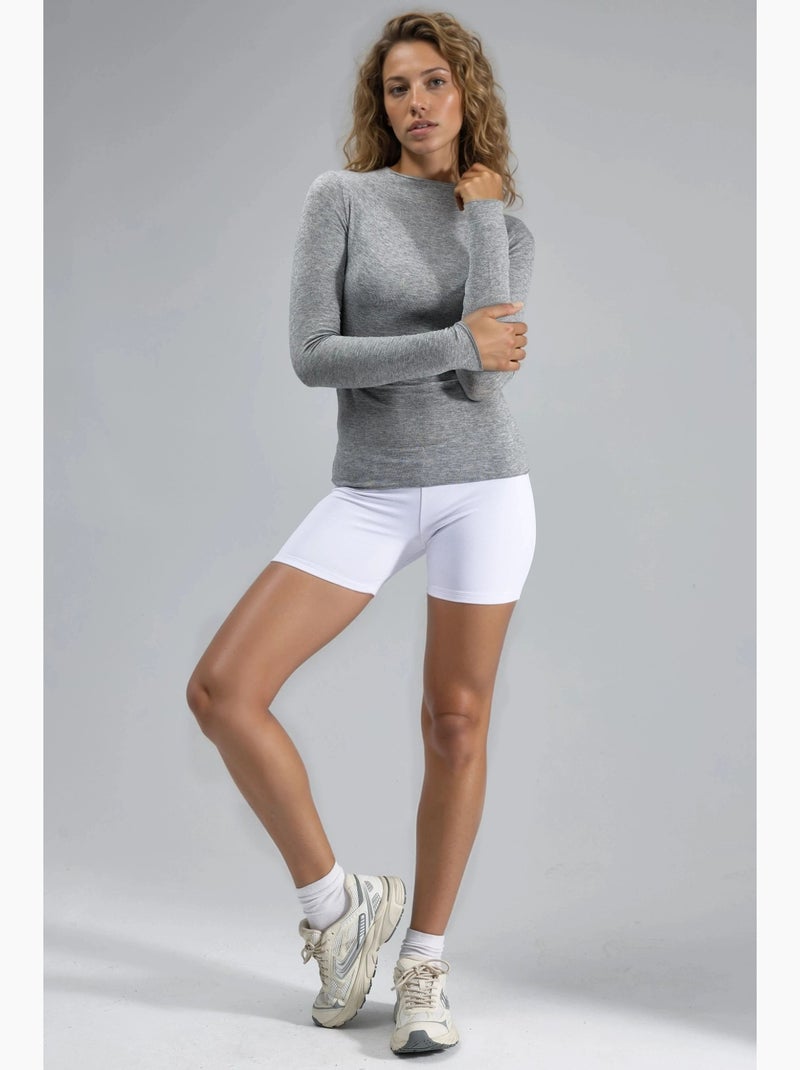 T-shirt aderente manica lunga busem Grigio chiaro - Kiabi