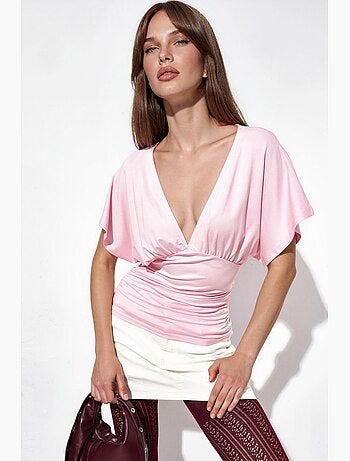 T-shirt aderente scollo a v manica corta busem