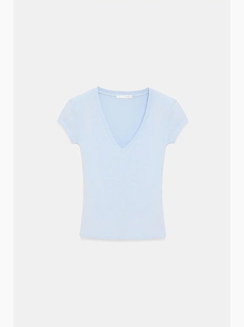 T-shirt aderente scollo a v manica corta dilvin - Kiabi