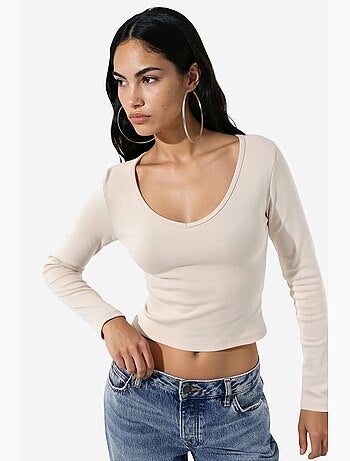 T-shirt aderente scollo a v manica lunga busem
